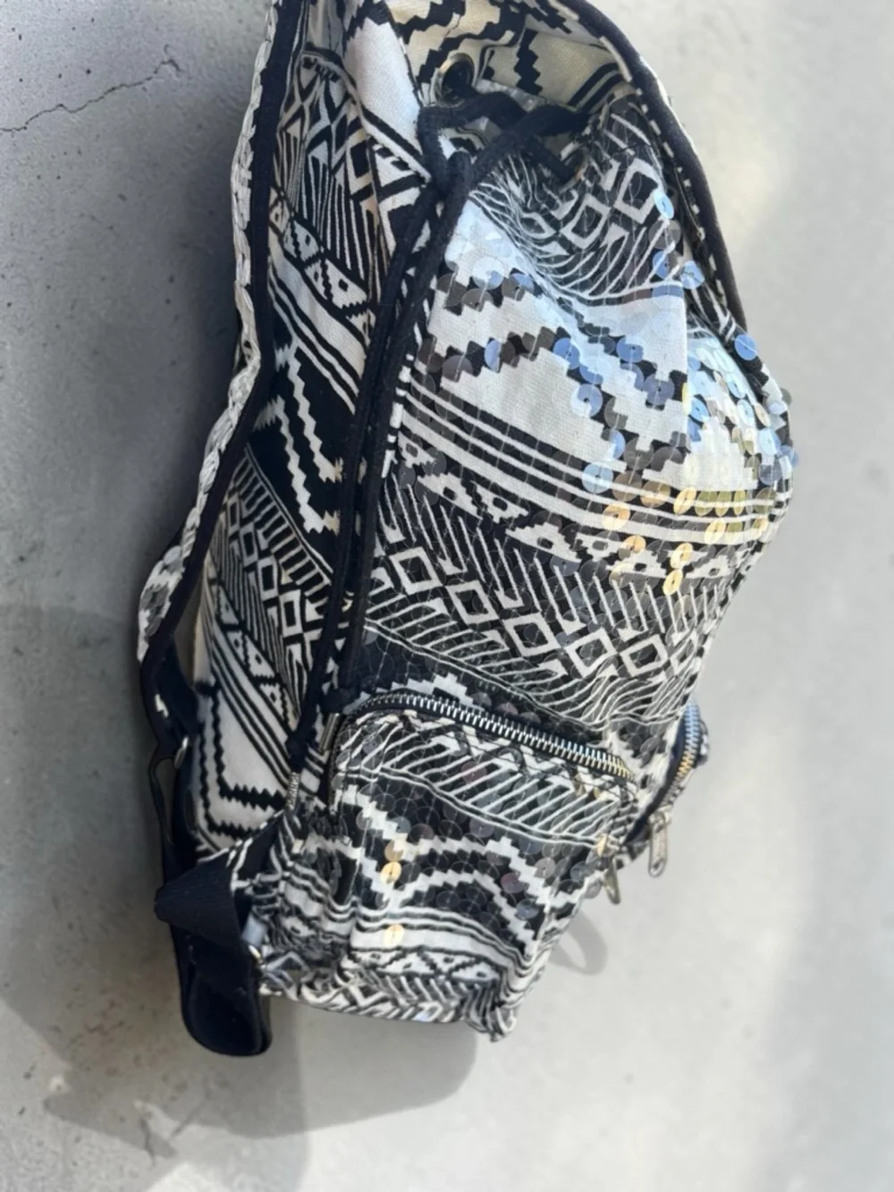 Victoria's Secret PINK Bling Sequin Aztec Backpack in black and white - Picture 11 of 16